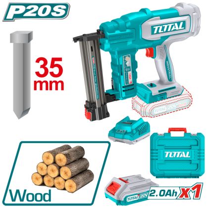 Акумулаторен такер за пирони TOTAL INDUSTRIAL, F15 - F35, 20 V, 1 x 2 Ah