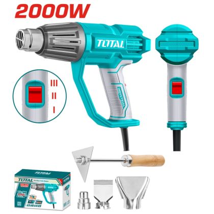 Пистолет за горещ въздух TOTAL INDUSTRIAL, 2000 W, 550°C + аксесоари, TL IND TB20078 INDUSTRIAL