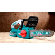 Акумулаторен верижен трион TOTAL Industrial, 12", 20 V, 2 x 4 Ah