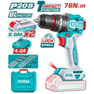 Акумулаторен ударен безчетков винтоверт TOTAL Industrial, 20 V, 2 x 2.0 Ah Li-Ion, 76 Nm, TIDLI207686E Акумулаторен винтоверт TOTAL 20 V, 2.0 винтоверти