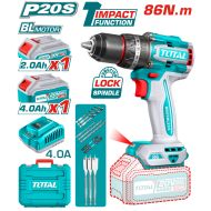 Акумулаторен ударен безчетков винтоверт TOTAL Industrial, 20 V, 86 Nm, 1 x 2/4 Ah, TL IND TIDLI20868E Industrial