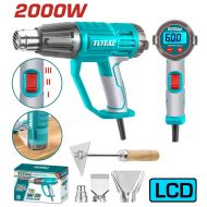 Пистолет за горещ въздух TOTAL INDUSTRIAL, 2000 W, LCD, 50-600°C + аксесоари, TL IND TB20056 INDUSTRIAL