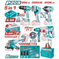 Комплект акумулаторни инструменти TOTAL TCKLI20596, 5в1, 20 V, 2 x 5 Ah, TL TCKLI20596